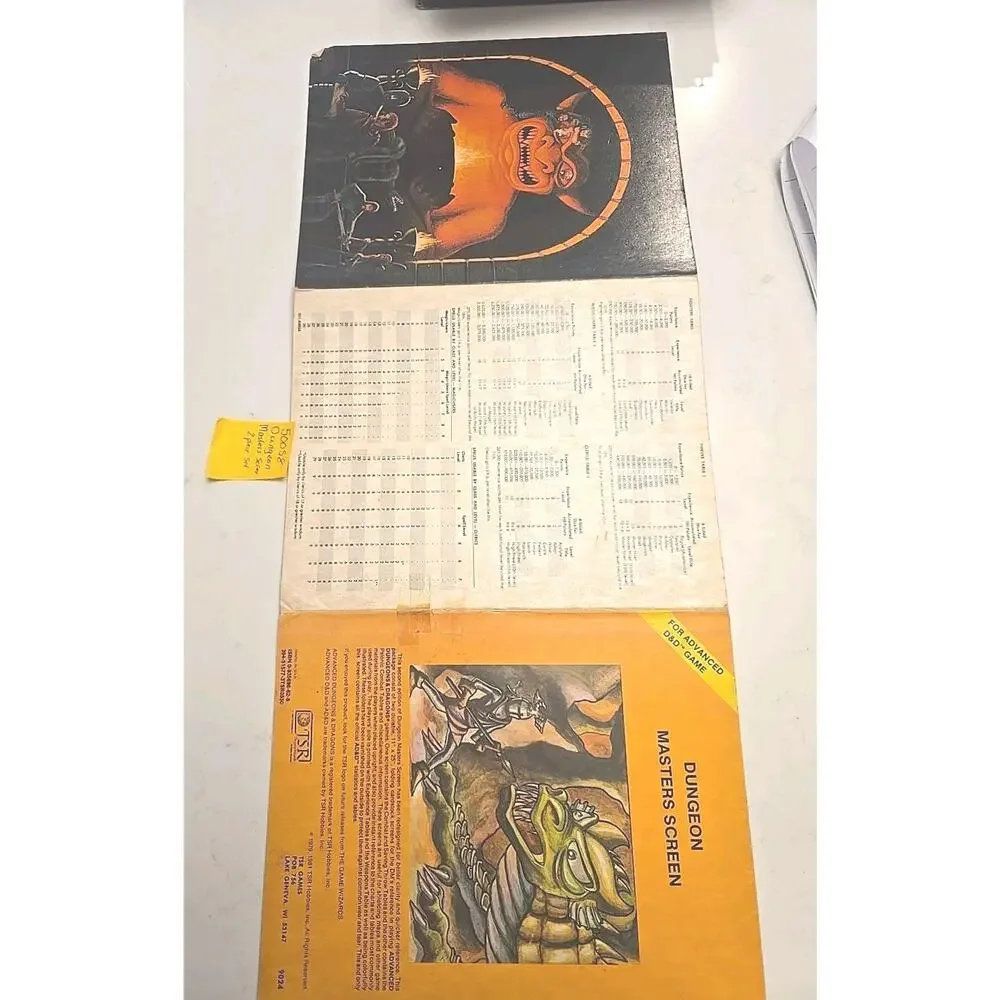 2 Piece rare 1981 TSR Dungeon Masters Screen - Advanced Dungeon & Dragons 9024
